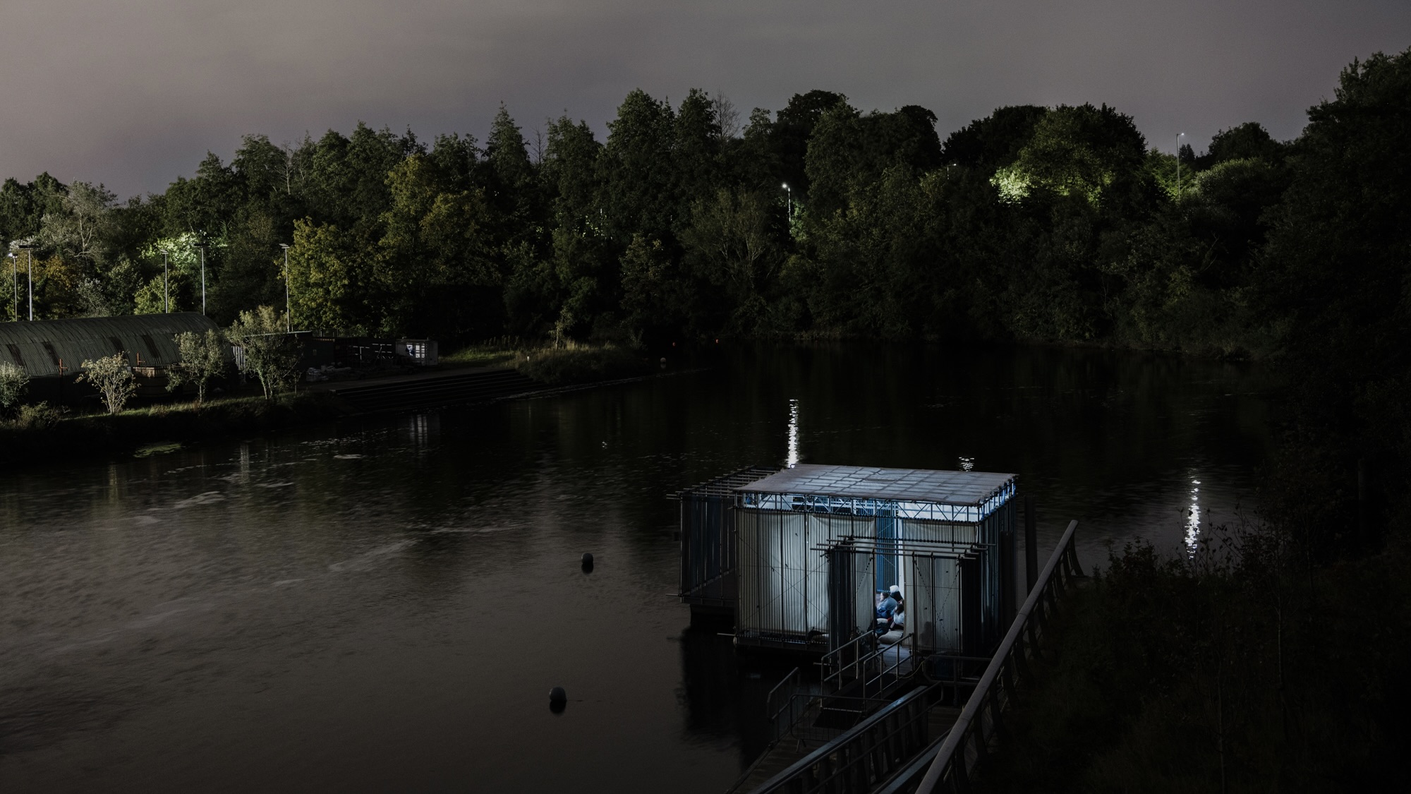 view of the pavilion at night time