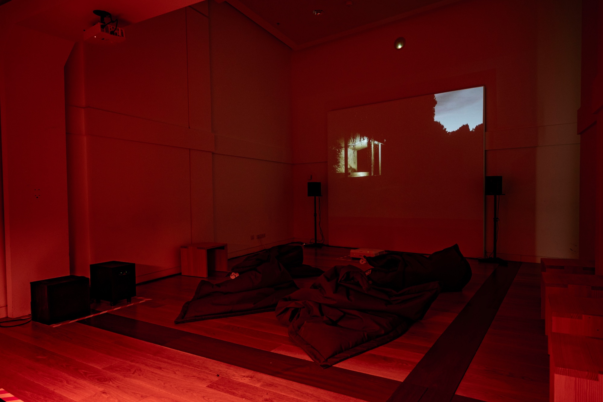 View of the exhibition, installation with objects found